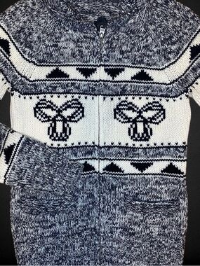 TNA Grey & Cream Fair Isle Lambswool Cardigan classic style